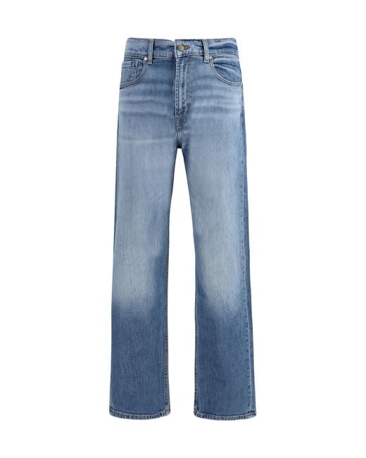 7FOR Blue Straight-Leg Jeans Cotton; Elastane for men