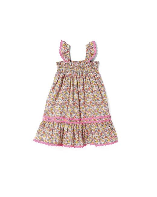 Mc2 Saint Barth Pink Girl Dress With Liberty Flower Print