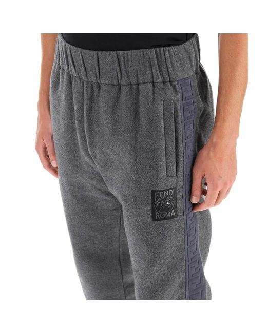 Fendi Gray C Mere Logo Pants for men