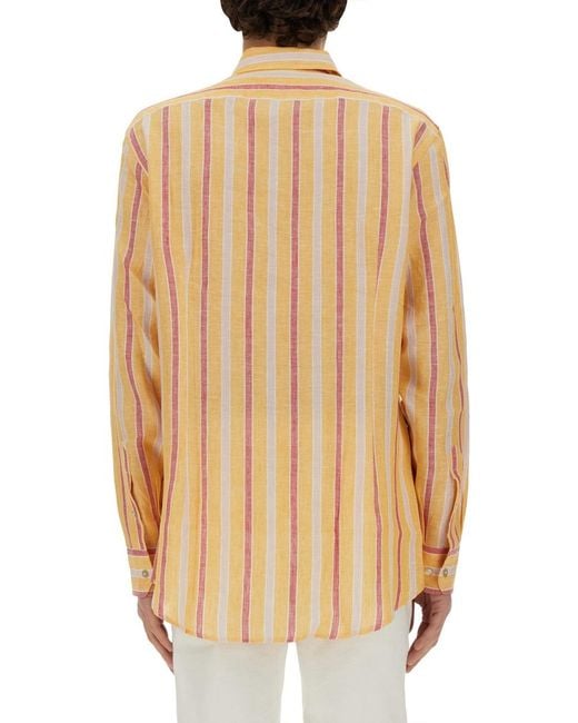 Etro Natural Pegasus Logo Shirt Linen for men
