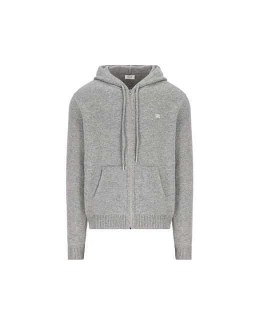 Celine Triomphe Zip-Up Long-Sleeved Hoodie in Gray for Men Celine Triomphe Zip-Up Long-Sleeved Hoodie in Gray for Men