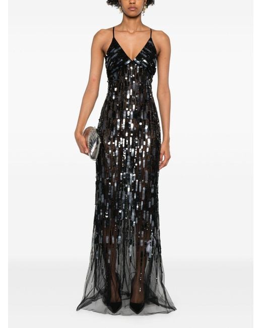 Elisabetta Franchi Black Sequin Embellished Dress