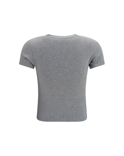 Saint Laurent Gray Fitted Cotton T-Shirt With Embroidered Logo T-Shirts