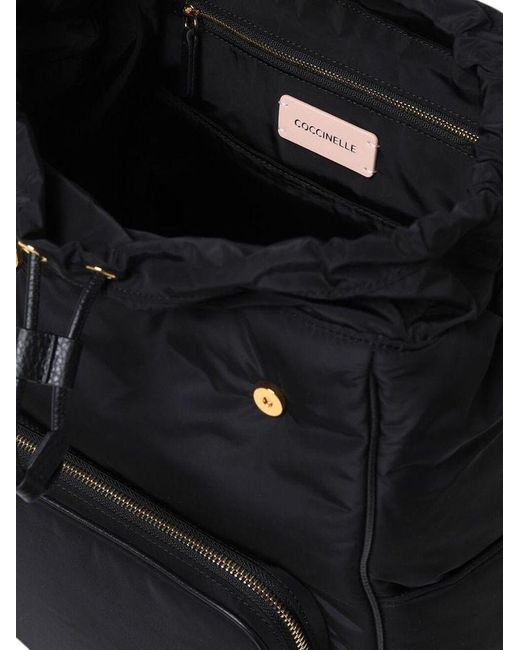 Coccinelle Black Backpack Polyester Bags Backpacks