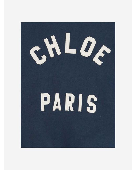 Chloé Blue Cotton Sweatshirt With Logo