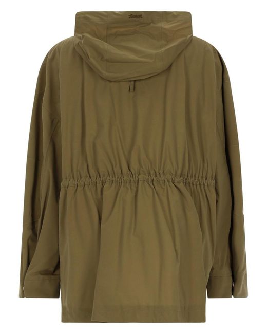 Laminar Green Short Parka Polyamide Jacket