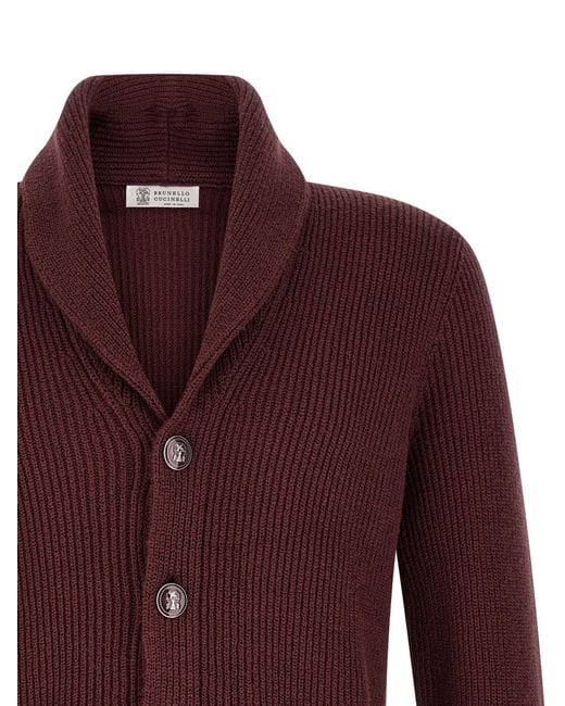 Brunello Cucinelli Purple Cotton Cardigan Clothing for men