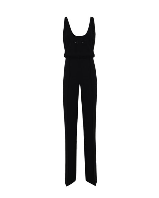 Elisabetta Franchi Black Crepe Jumpsuit With Logo Print