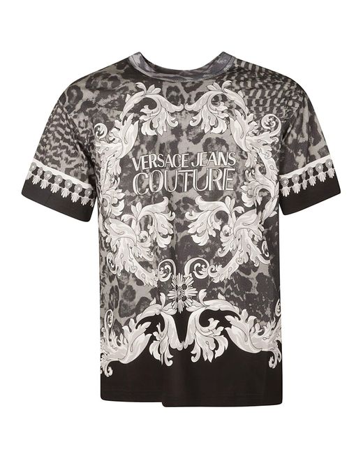Versace Black Couture Logo Print T-Shirt for men