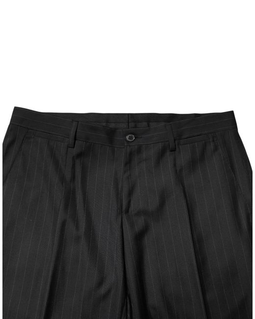 Dolce & Gabbana Black Stripes Wool Dress Trousers Pants Se+Wv for men