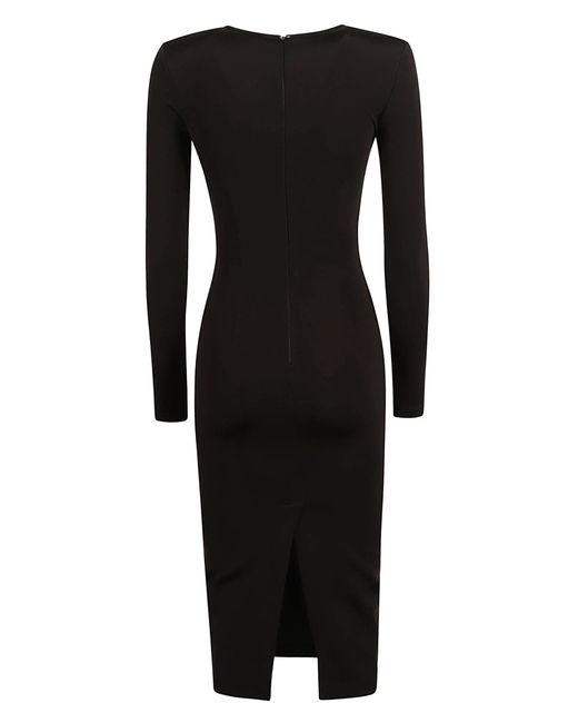 Pinko Black Rear Slit Cut-Out Detail Longsleeved Dress