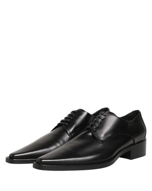 Dolce & Gabbana Black Leather Lace Up Derby Dress Shoes Calf