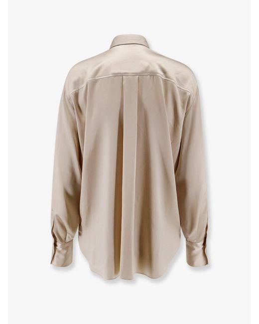 Brunello Cucinelli Natural Silk Shirt With Monili Detail