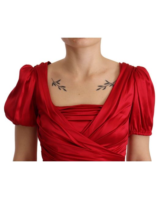 Dolce & Gabbana Red Elegant Silk Stretch Mermaid Dres