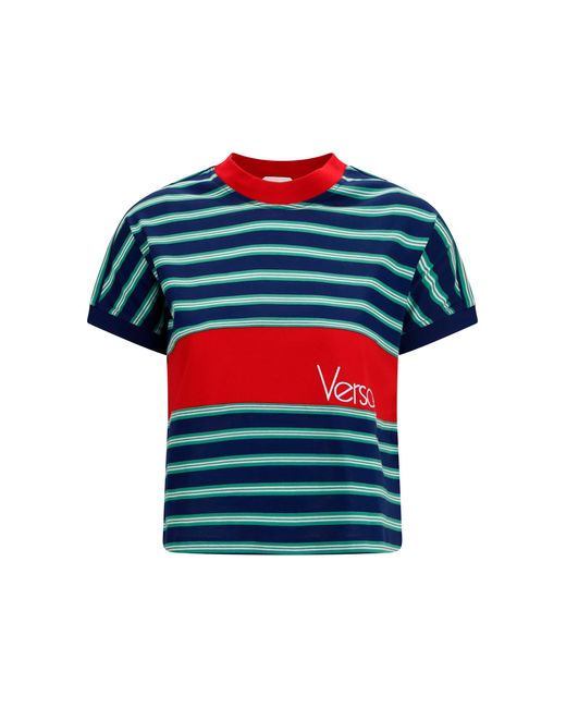 Versace Red Striped Cotton T-Shirt Ink + Grass T-Shirts