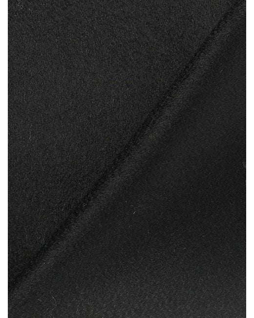 Max Mara Black Cashmere Stole With Embroidery And Fringes