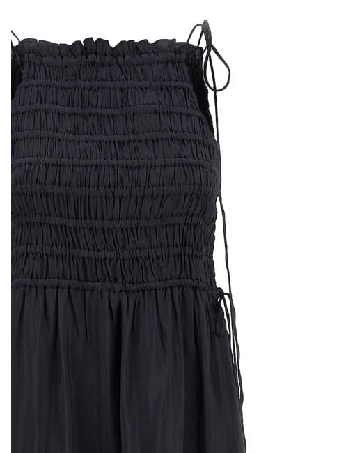 Ganni Smock Tie' Dress in Black | Lyst
