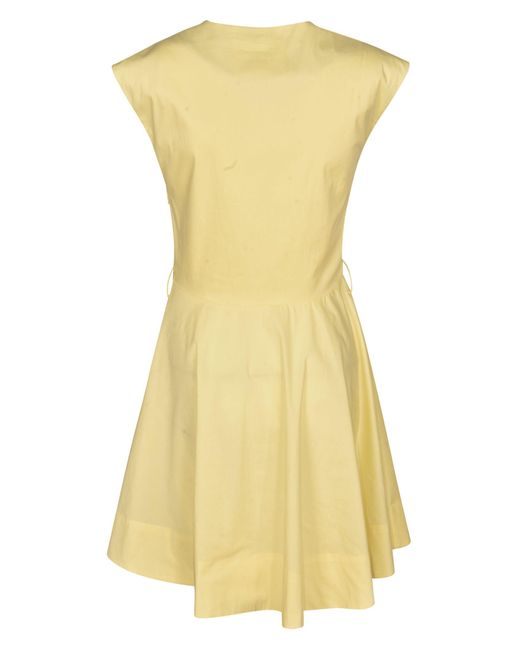 Blugirl Blumarine Yellow V-Neck Sleeveless Flare Dress