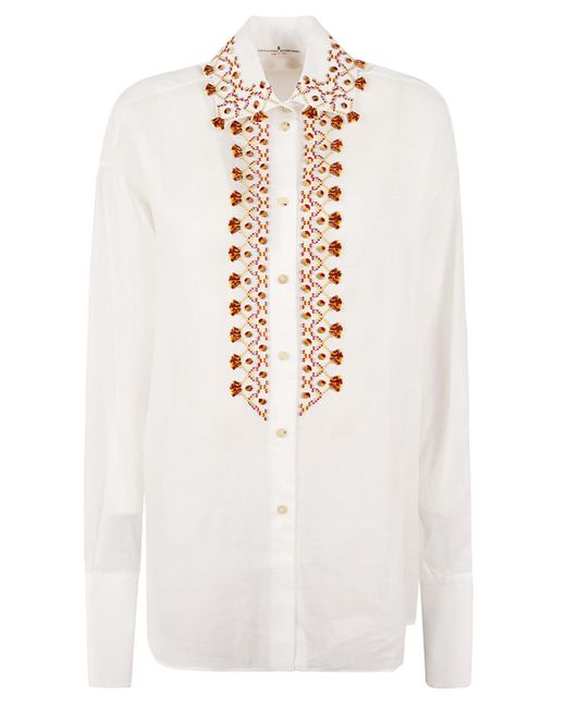 Ermanno Scervino White Embellished Oversize Shirt