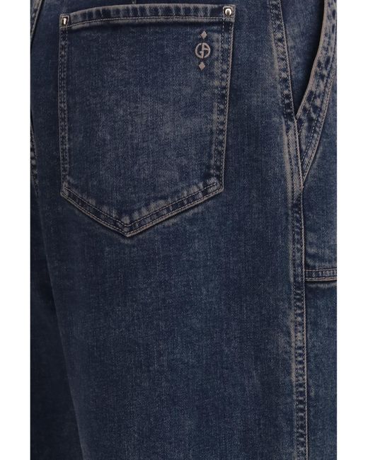 Giorgio Armani Blue Wide-Leg Jeans With Belt Cotton; Elastane