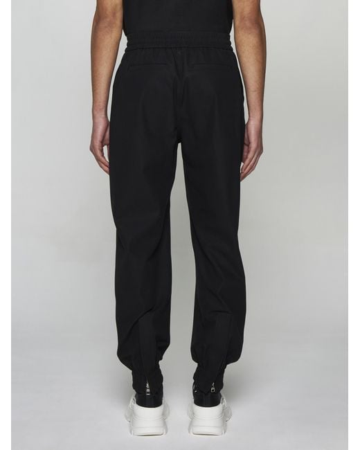 Alexander McQueen Zip Cotton Trousers in Black for Men | Lyst