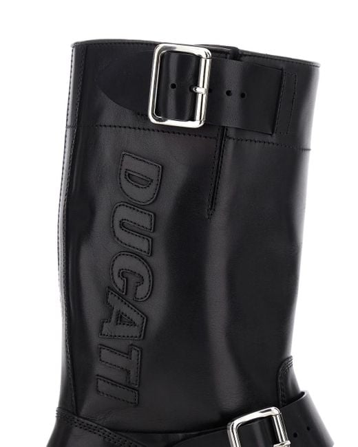 DSquared² Black 'Ducati X D2' Ankle Boots With Side Zip Closure And Maxi Logo Lettering On The Side for men