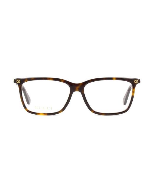 Gucci Brown Eyeglasses Rectangle Full Rim, Frame And Clear Demo Lenses Lens Gg0094O002