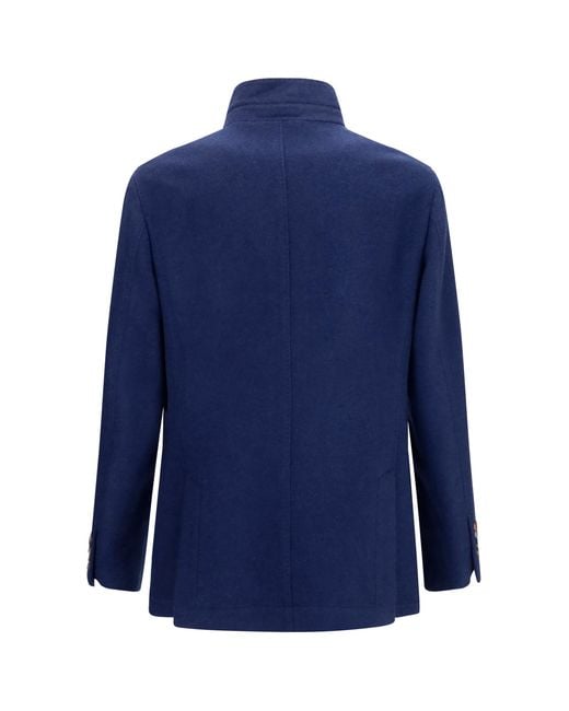 Brunello Cucinelli Blue Cashmere Jacket Kashmir/Capra Hircus for men