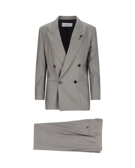 Lardini Gray Double-Breasted Suit