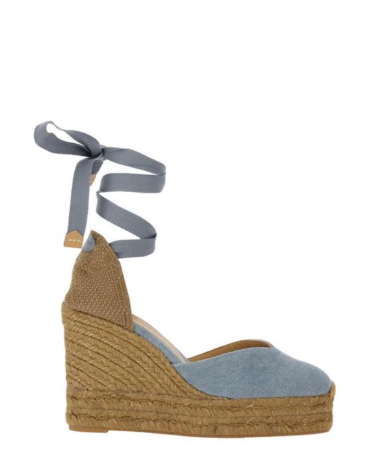 Castaner Blue Chiara Wedges With Rounded Toe And High Heel