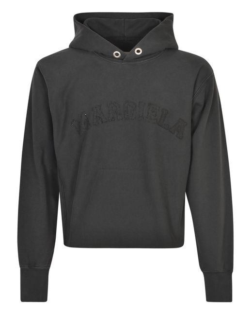 Maison Margiela Logo Cropped Hoodie in Gray | Lyst