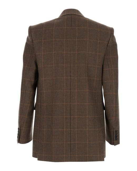 Saint Laurent Brown Prince Of Wales Wool Jacket for men