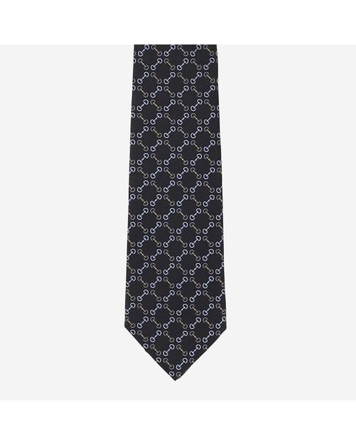 Gucci Black Tie Jacquard Silk Morsetto Print Ties & Bow for men