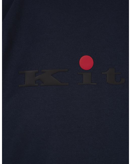 Kiton Blue Crew Neck Sweatshirt With Logo for men