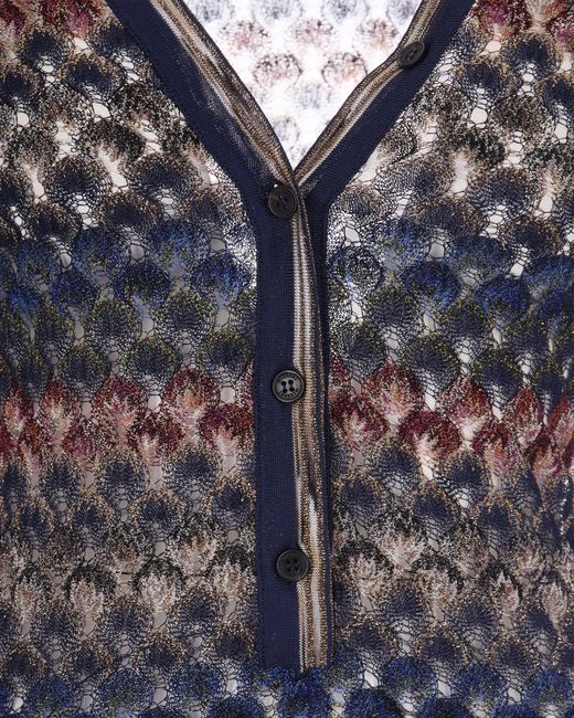 Missoni Blue V-Neck Button-Front Knit Cardigan