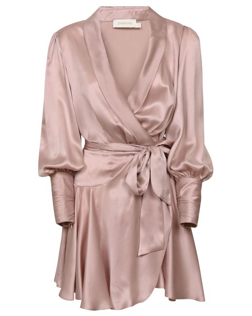 Zimmermann Silk Wrap Mini Dress in Pink Lyst