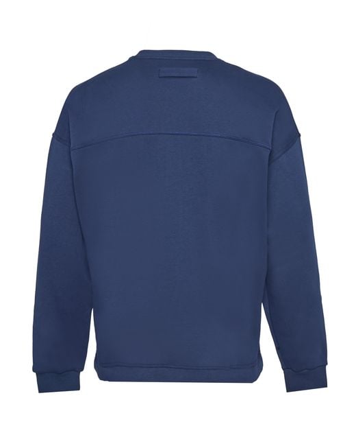 Zegna Blue Crewneck Technical Cotton Sweatshirt With Logo Embroidery for men