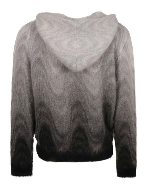 Etro Gray Fur Coated Zipped Sweater for men