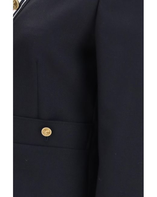 Thom Browne Blue Hopsack Cardigan Jacket Merino Wool Ovis Aries