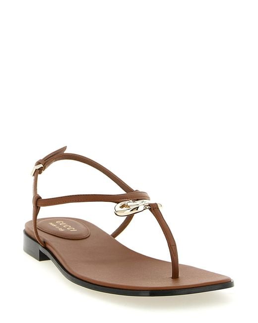 Gucci Brown Calfskin Flat Sandals
