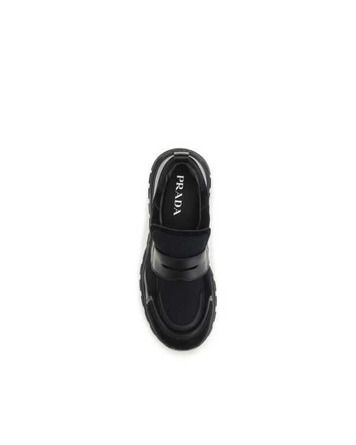 Prada Black Calf Leather Bos Taurus Athletic Sneakers for men