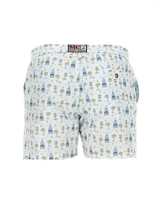 Mc2 Saint Barth Blue Swimsuit With Gin And Tonic Print And Lemons for men