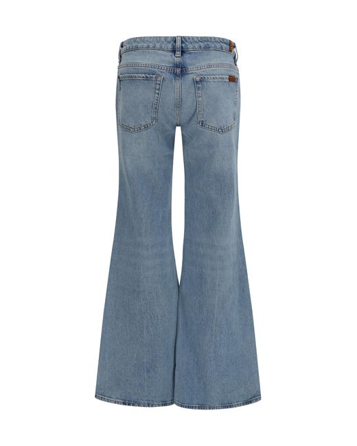 7 For All Mankind Blue Low-Rise Five-Pocket Jeans Cotton