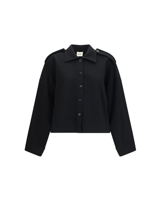 Khaite Black Bodine Wide-Sleeve Shirt Acetate; Polyester