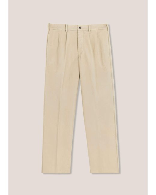 Doppiaa Natural Aalghero Straight-Leg Pleated Cotton-Flannel Trousers for men
