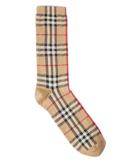 Burberry White Vintage Check-pattern Stretched Socks for men