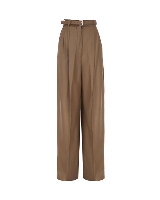 Sportmax Brown Oversized Stretch Wool Trousers