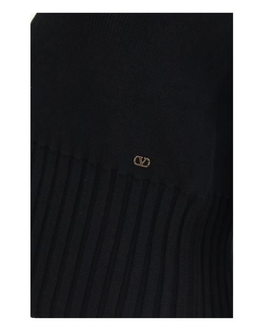Valentino Black V-Neck Cardigan-Milk Foam/Milk Cotton