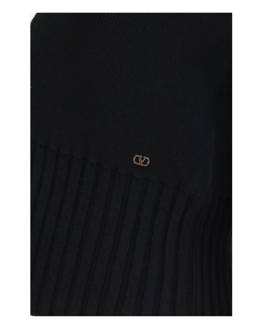 Valentino Blue Bicolor V-Neck Cardigan Cotton