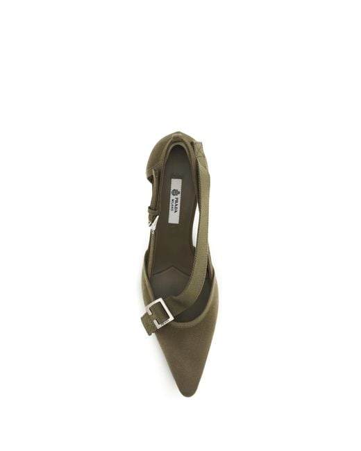 Prada Metallic Cotton Pumps